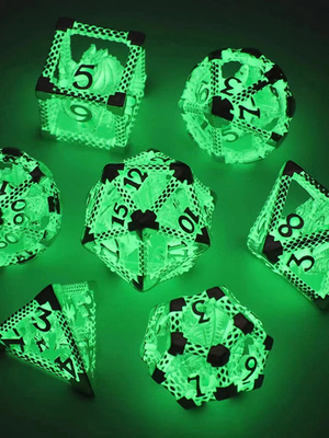 Night Light Dice Luxury 7 Pcs set Custom DND Polyhedral led درخشان