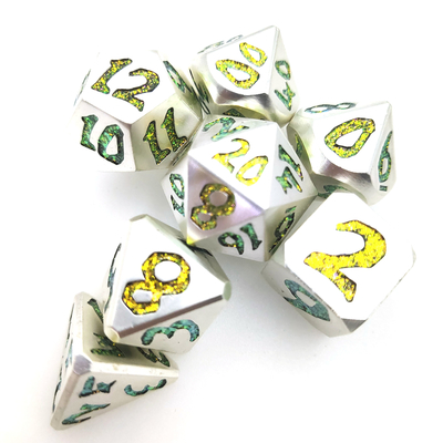 ست تاس 7 عددی چند وجهی با روکش طلایی RPG RPG سطحی