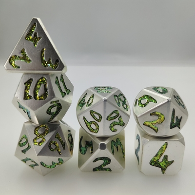 ست تاس 7 عددی چند وجهی با روکش طلایی RPG RPG سطحی