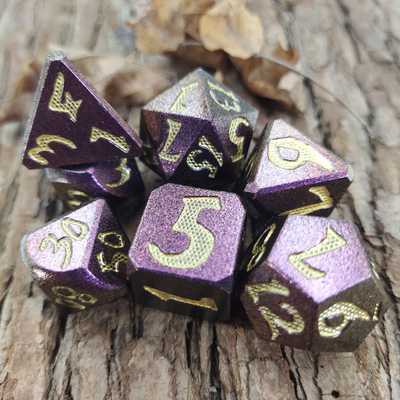 بازی رومیزی RPG Dice Set Hand 7 Piece وزن سبک شارپ متال چند وجهی مشکی