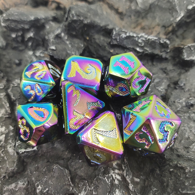 RPG Dice DND Neat Sharp Process Die Casting Polyhedron Mini Dice Set رنگ خیره کننده برای بازی RPG