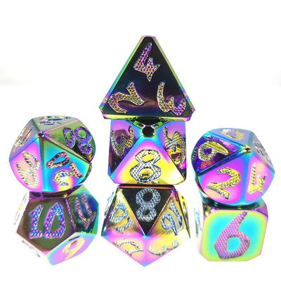 RPG Dice DND Neat Sharp Process Die Casting Polyhedron Mini Dice Set رنگ خیره کننده برای بازی RPG