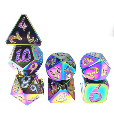 RPG Dice DND Neat Sharp Process Die Casting Polyhedron Mini Dice Set رنگ خیره کننده برای بازی RPG