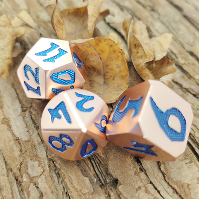 ست تاس RPG دست ساز تاس قابل حمل چند وجهی ست فلزی لوکس آلیاژ روی