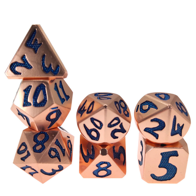 تاس آبی سفارشی سازی چند وجهی RPG تاس ست OEM RPG تیز لبه تاس روی طلایی