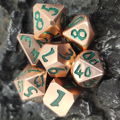 متریال مسی سبز روشن Mini Black For Dungeons And Dragons Polyhedral Dice Set لبه های تیز سبک وزن