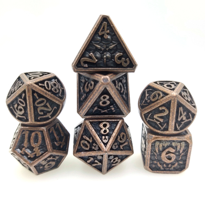 Edge Resin Dice7 Piece Dice ست چند وجهی دست حک شده مشکی کوپروم چند وجهی خاکستری
