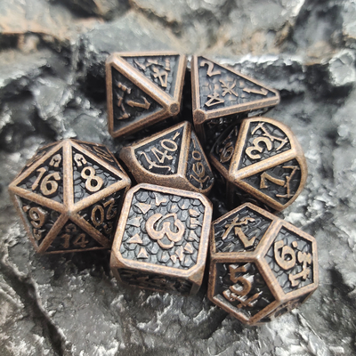 Edge Resin Dice7 Piece Dice ست چند وجهی دست حک شده مشکی کوپروم چند وجهی خاکستری