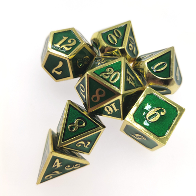 مجموعه تاس RPG قابل حمل مینی سبک وزن برای مجموعه سبز طلایی چند وجهی