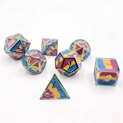 16 میلی متری RPG صاف قطعات فلزی DND لوگو مخصوص بازی رنگین کمان