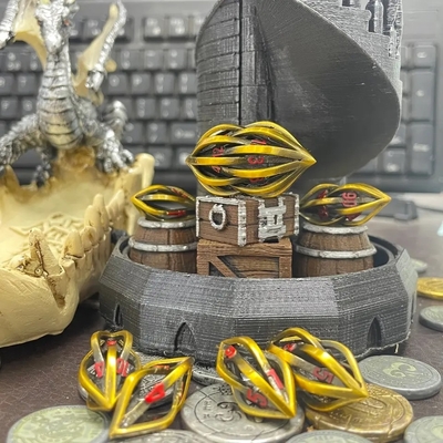چاپ سه بعدی Cthulhu هول متال Dice 7Piece Set Dragon And Dungeon DND RPG