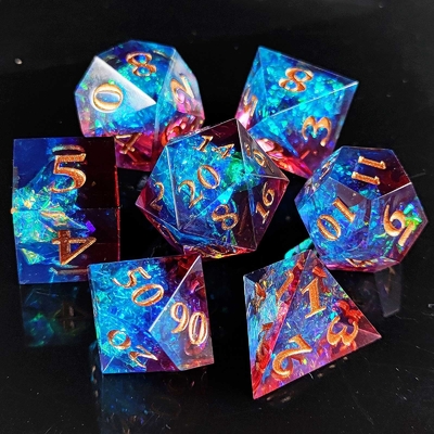 چند رنگی کاشی رزین سفارشی DND#RPG قرمز و آبی بافت صاف
