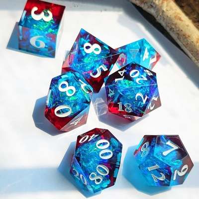 چند رنگی کاشی رزین سفارشی DND#RPG قرمز و آبی بافت صاف