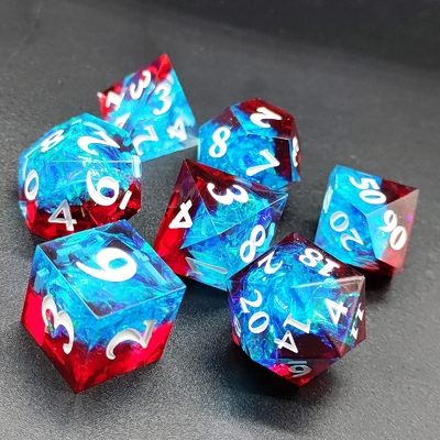 چند رنگی کاشی رزین سفارشی DND#RPG قرمز و آبی بافت صاف