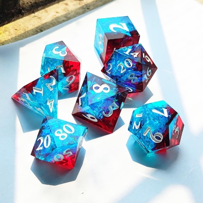 چند رنگی کاشی رزین سفارشی DND#RPG قرمز و آبی بافت صاف