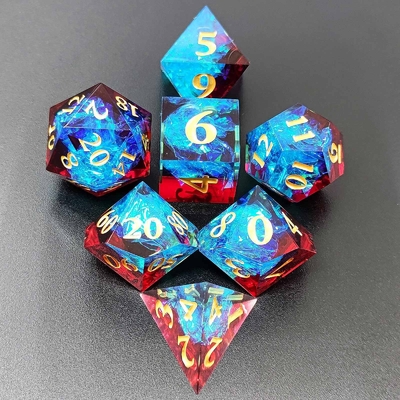 چند رنگی کاشی رزین سفارشی DND#RPG قرمز و آبی بافت صاف