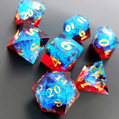 چند رنگی کاشی رزین سفارشی DND#RPG قرمز و آبی بافت صاف