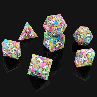 Rainbow Grain Resin Dice DND بازی تخته ای COC Running Group TRPG Polyhedron D20
