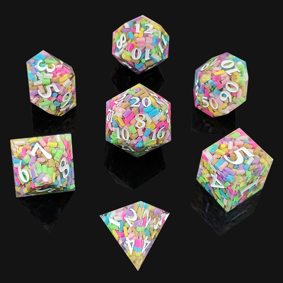 Rainbow Grain Resin Dice DND بازی تخته ای COC Running Group TRPG Polyhedron D20