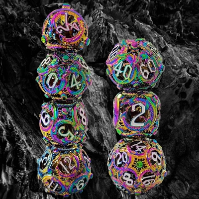 Longkong Circle Metal Dice Set DND Dungeon And Multi -Noodle بازی شطرنج RPG