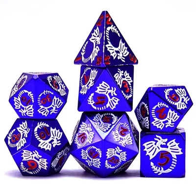 مجموعه کید های فلزی متراکم چند جنبه ای DND RPG بازی تخته ای رنگارنگ پرواز اژدها کروچو