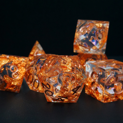رنگ زرد Flurry Line RPG Resin Dice Set Krusu DND برای هدیه و جمع آوری