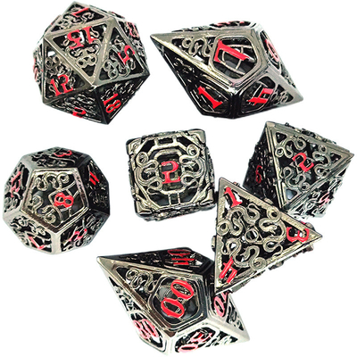 Chongtian Snake Hollow Metal Dice Set Multi -Faceted Table Game #Dnd#Rpg#Coc بازی روی میز چند جنبه ای