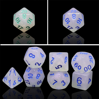 ريزين بلوند کریستال RPG Dice دست سازي ريزين Polyhedral Dice