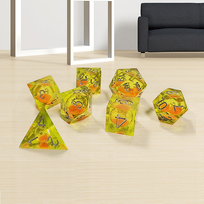 نارنجی شن و ماسه روان زرد کریستال رزین Dnd Dice Sharp Edge Fantasy