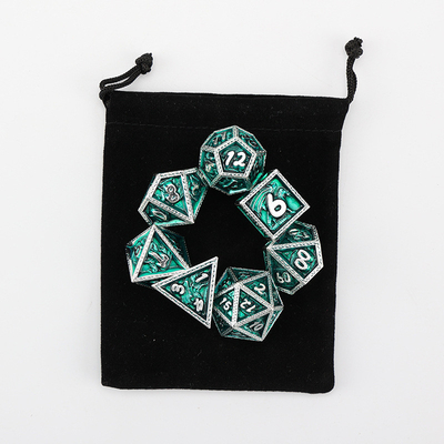 مجموعه گل سبز DND اژدها و Dungeon Metal Dice Set سفارشی شده شخصی سازی شده Rune Dice Set
