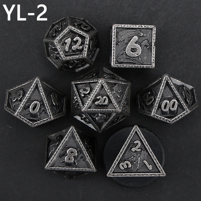 مجموعه گل سبز DND اژدها و Dungeon Metal Dice Set سفارشی شده شخصی سازی شده Rune Dice Set