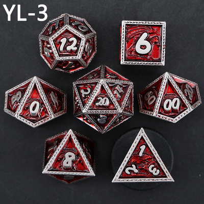 مجموعه گل سبز DND اژدها و Dungeon Metal Dice Set سفارشی شده شخصی سازی شده Rune Dice Set
