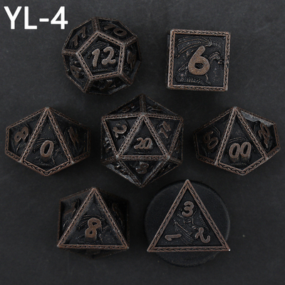 مجموعه گل سبز DND اژدها و Dungeon Metal Dice Set سفارشی شده شخصی سازی شده Rune Dice Set