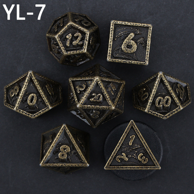 مجموعه گل سبز DND اژدها و Dungeon Metal Dice Set سفارشی شده شخصی سازی شده Rune Dice Set