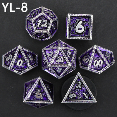 مجموعه گل سبز DND اژدها و Dungeon Metal Dice Set سفارشی شده شخصی سازی شده Rune Dice Set