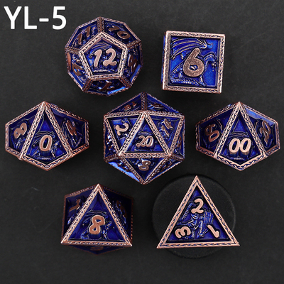 مجموعه گل سبز DND اژدها و Dungeon Metal Dice Set سفارشی شده شخصی سازی شده Rune Dice Set