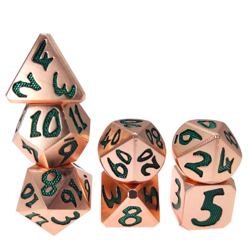 متریال مسی سبز روشن Mini Black For Dungeons And Dragons Polyhedral Dice Set لبه های تیز سبک وزن