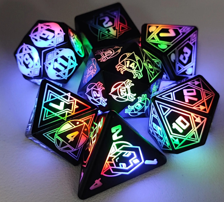 روشن کردن DND Dice قابل شارژ مجدد با جعبه شارژ 7 PCS LED Electronic Dice For Tabletop