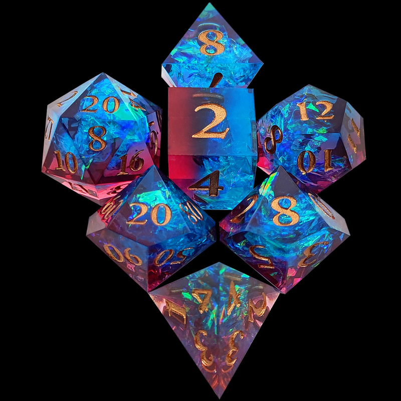 چند رنگی کاشی رزین سفارشی DND#RPG قرمز و آبی بافت صاف